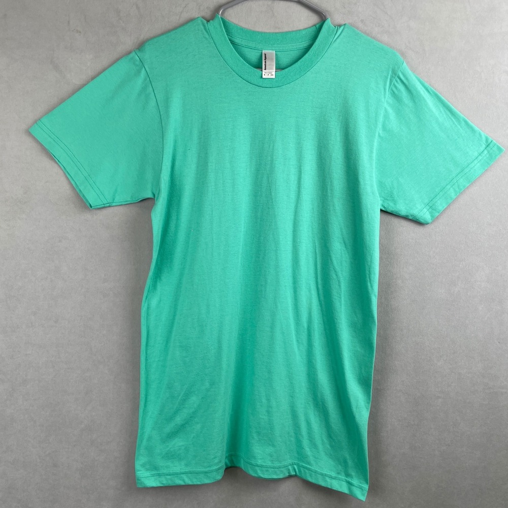 American Apparel Mint Green Cotton Crew‎ Neck Short Sleeve T-Shirt S Retro Indie